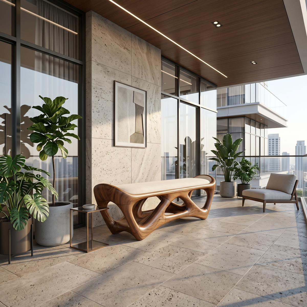 Designer Wooden Bench Creative Studio - view 6