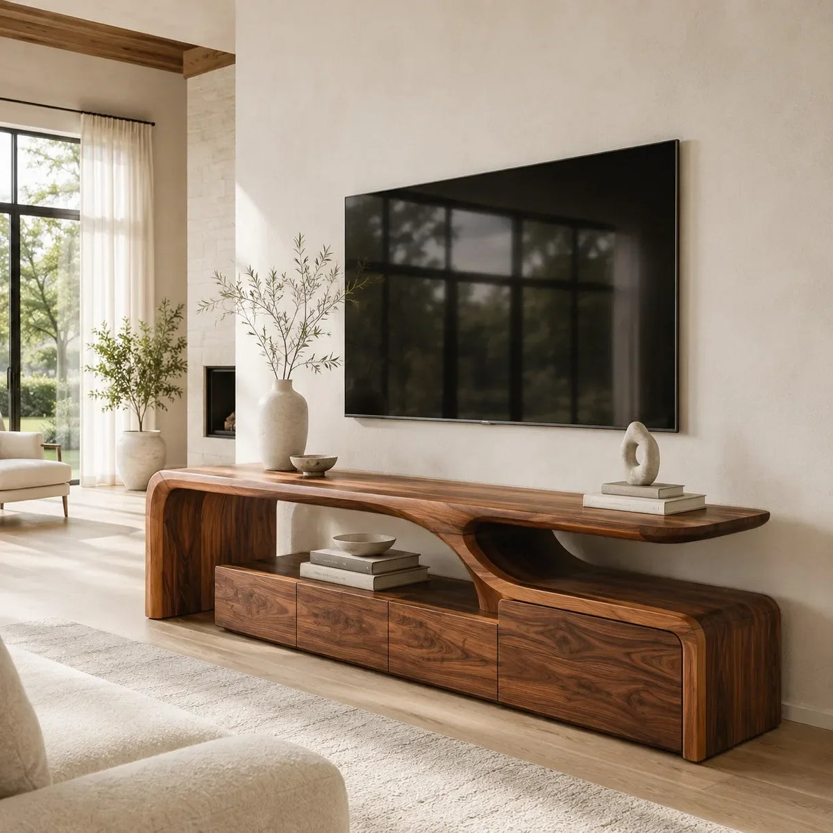 Contemporary Sculptural TV Console For Living Room - view 6