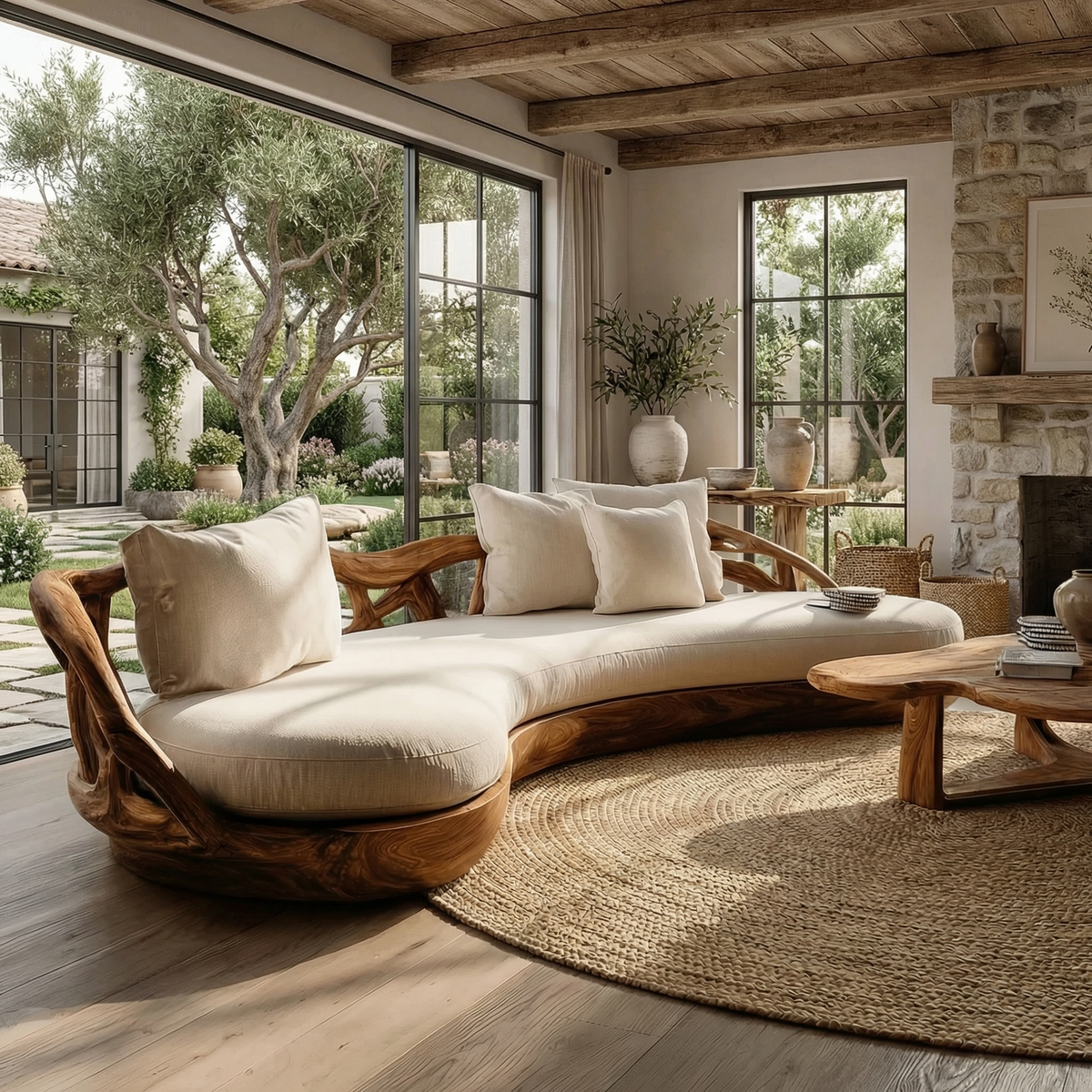 Contemporary Organic Sofa Solid Wood Frame Smooth Curved Design Living Room And Lounge - view 6