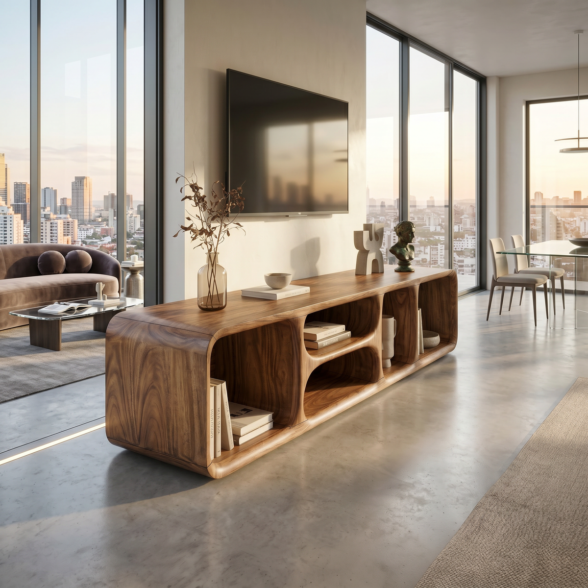 Contemporary Wooden TV Unit Luxury Interior - view 6