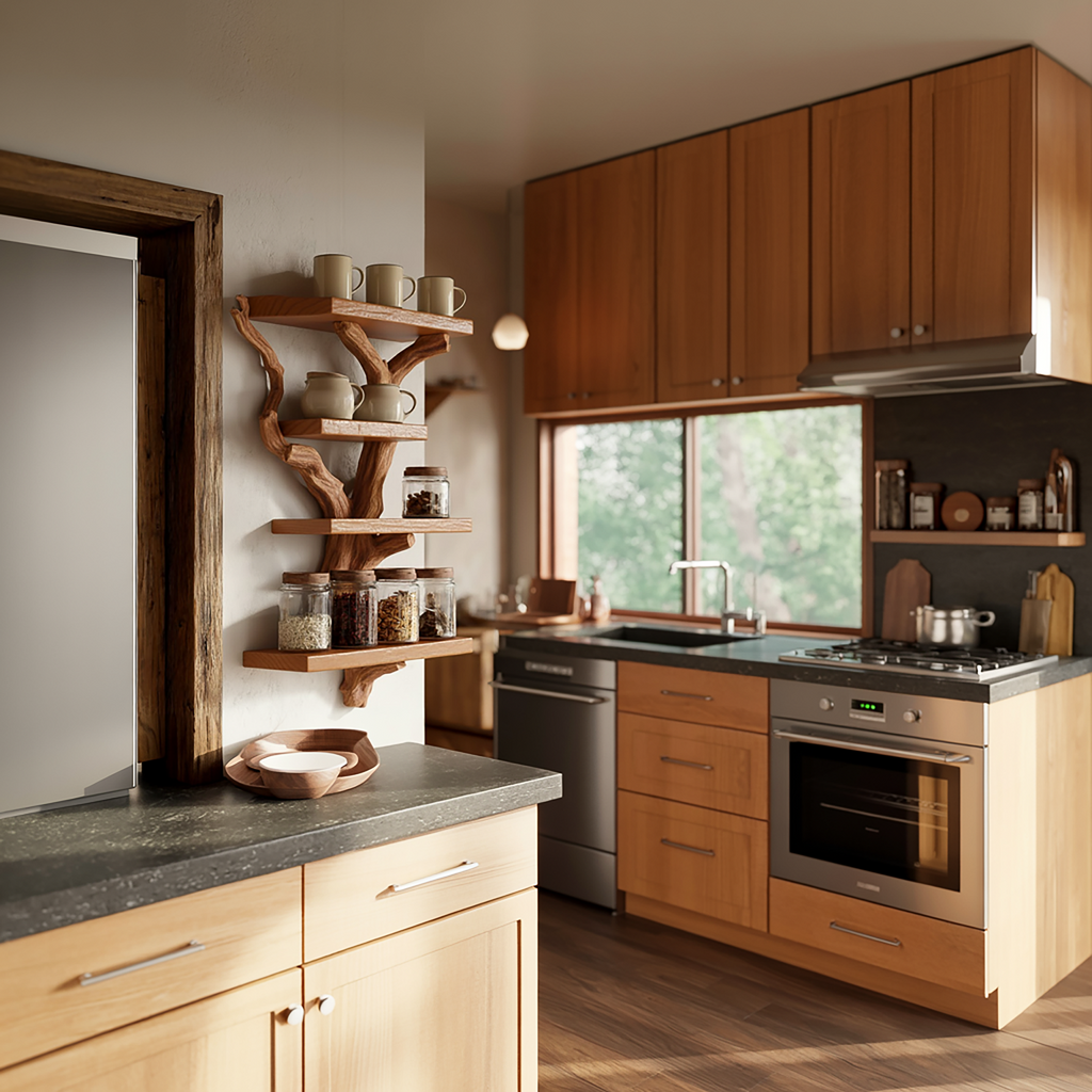 Artistic Branch Kitchen Wall Shelf Kitchen Interior Functional Decor - view 2