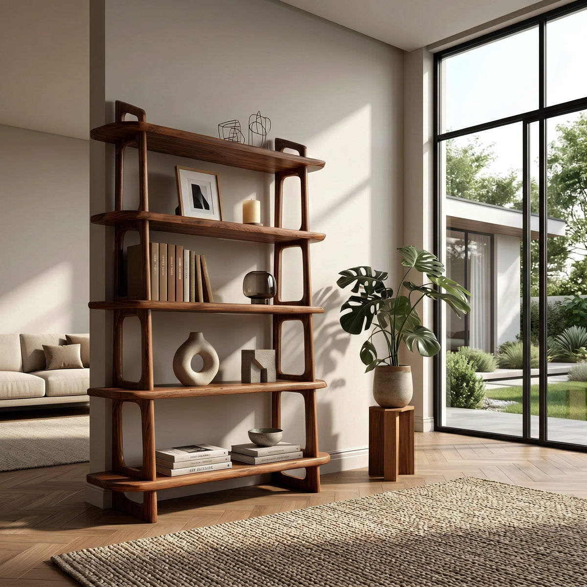 Contemporary Wooden Standing Shelf For Living Room Corner - view 6