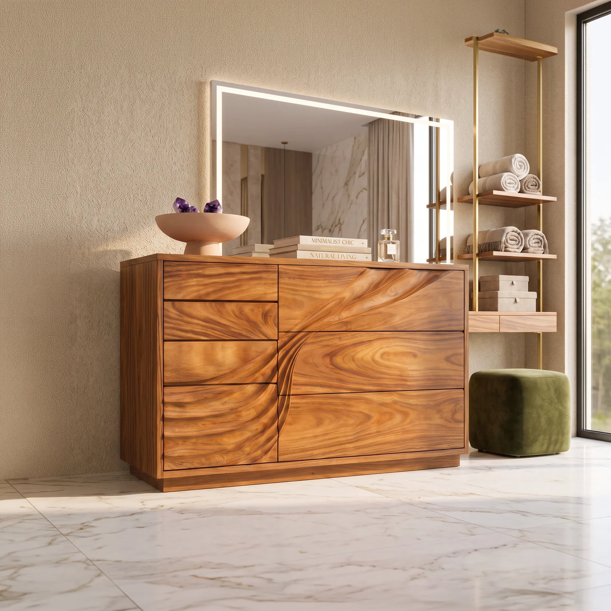 Contemporary Flowing Dresser Drawer For Bedroom Interior - view 6