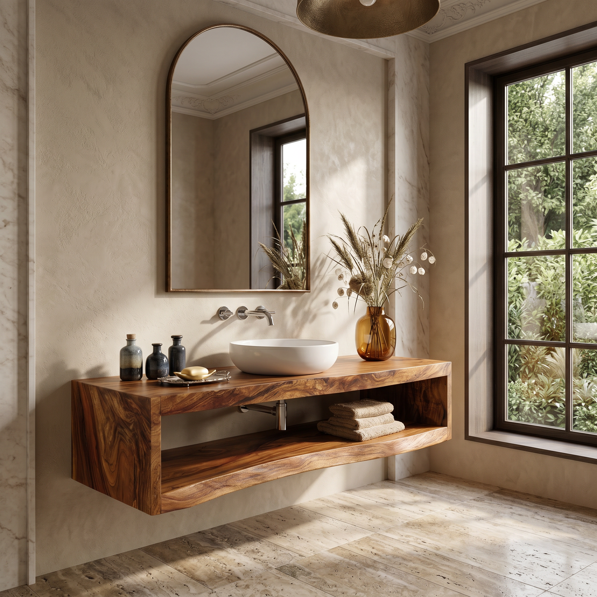 Contemporary Wood Bathroom Cabinet Tropical Villa - view 6