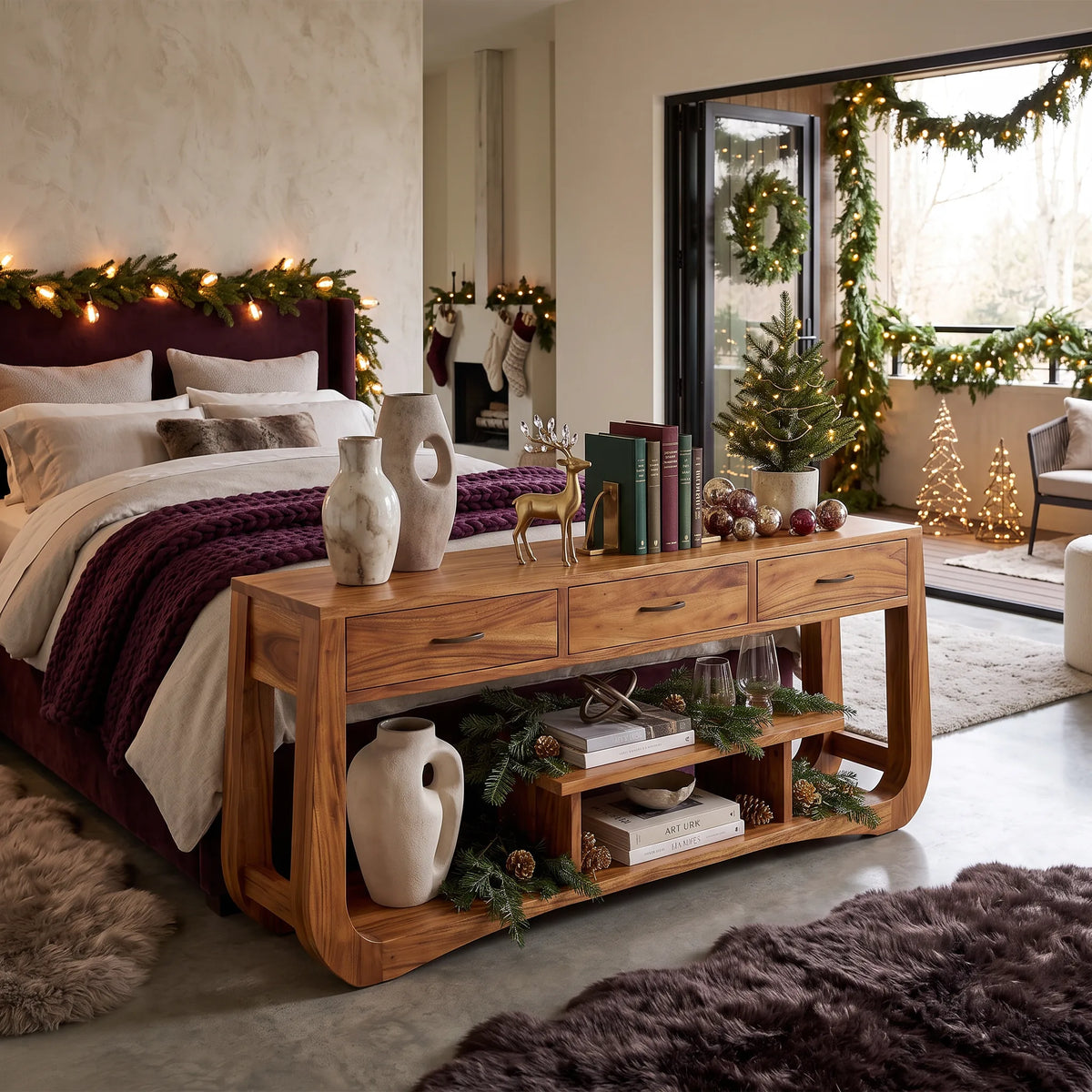 Farmhouse Christmas Behind Couch Table Modern Bedroom - view 6