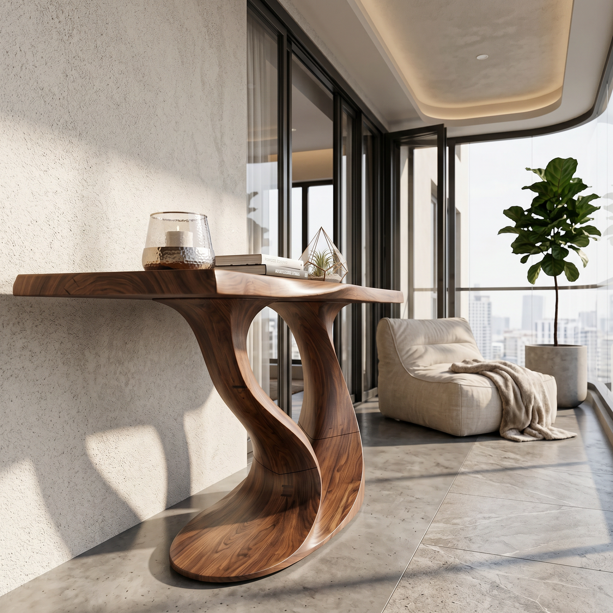 Contemporary Wave Base Console Table Luxury Hallway