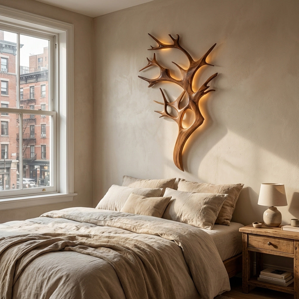 Contemporary Wooden Tree Wall Light For Bedroom - view 6