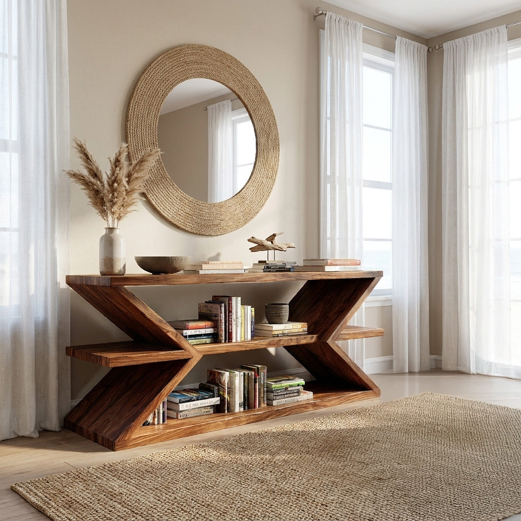 Contemporary Sculpture Wood Console Table For Modern Living Room - view 6
