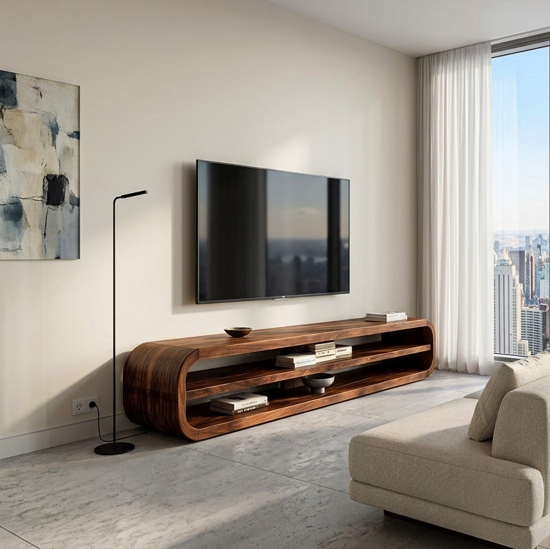 Contemporary Wooden TV Console With Open Storage For Living Room - view 6