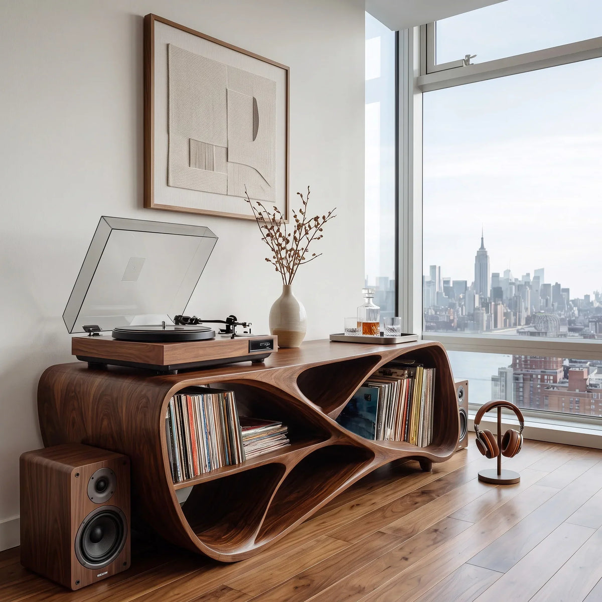 Contemporary Wooden Record Player Console For Living Room - view 6