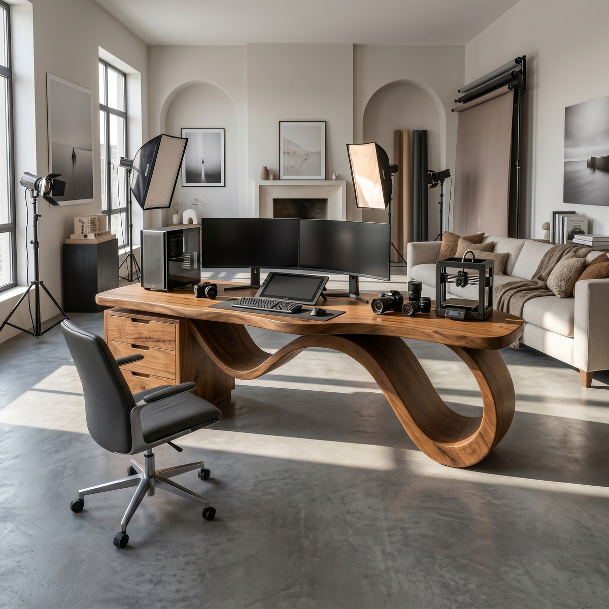 Contemporary Wave Base Executive Desk Design Studio - view 6