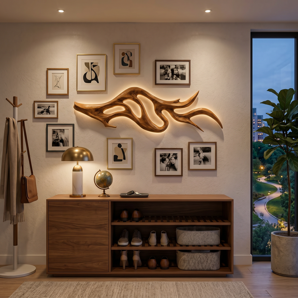 Artistic Wood Wall Light With Sculptural Form For Bedroom - view 6