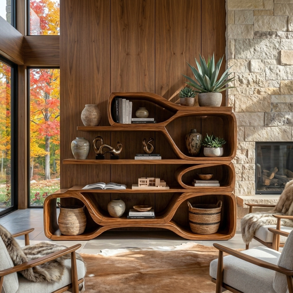 Curved Sculptural Bookshelf For Home Decor - view 6
