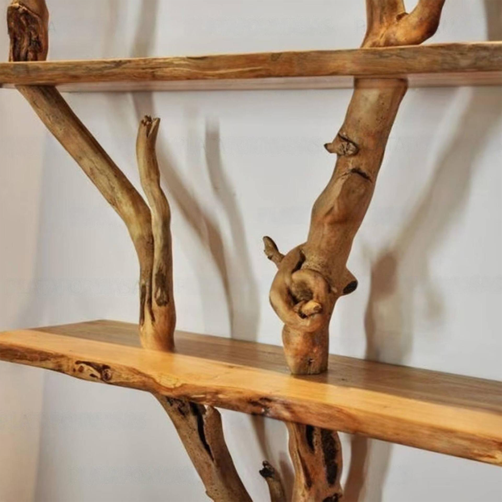 Artistic Wild Mulberry Solid Wood Tree Bookshelf For Living Room - view 4
