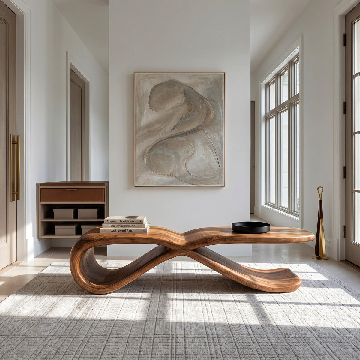Contemporary Sculptural Wooden Bench For Hallway - view 6