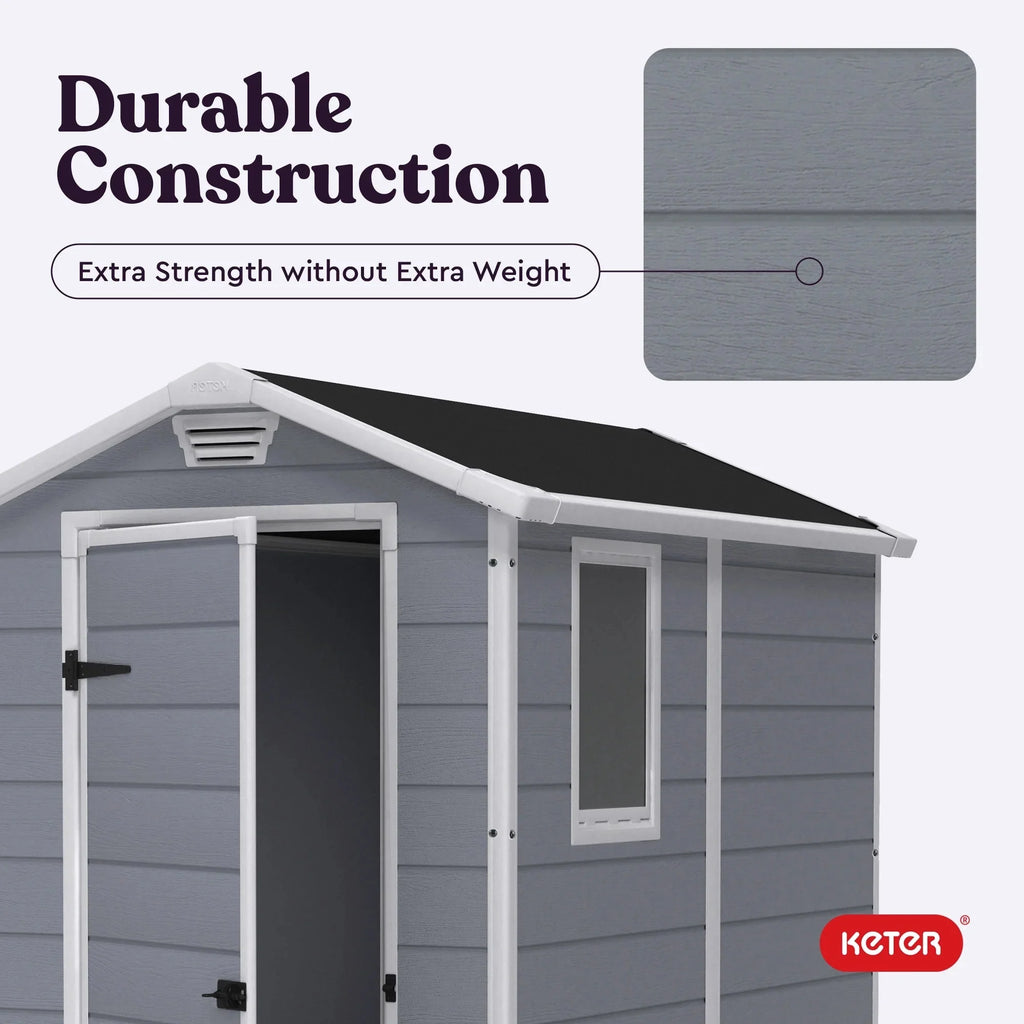 Keter Manor DD 6 X 8 Foot Outdoor Storage Shed, Grey - 213413