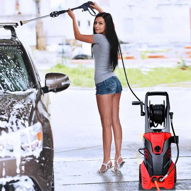 3000 PSI Electric High Pressure Washer, 2 GPM, 2000W, Red And Black - Deck Patio Cleaner