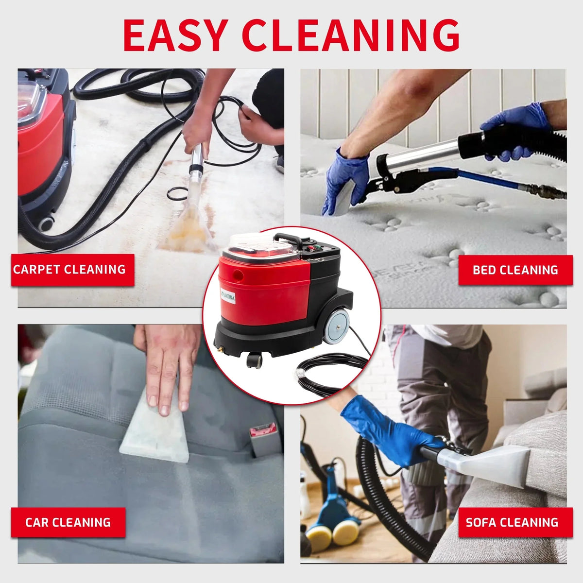 SunMax Carpet And Upholstery Extractor Cleaning Machine, 1.07 HP, 3.7-Gal Tank