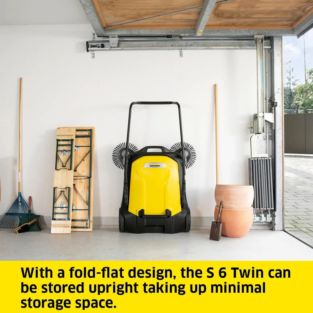 Karcher S 6 Twin Walk-Behind Push Sweeper, 10 Gallon Capacity, 33.9 in Sweeping Width - 1.766-461.0