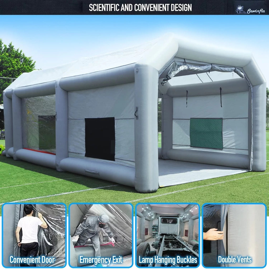 Inflatable Paint Booth With Blowers And Air Filter System, 30x20x13Ft