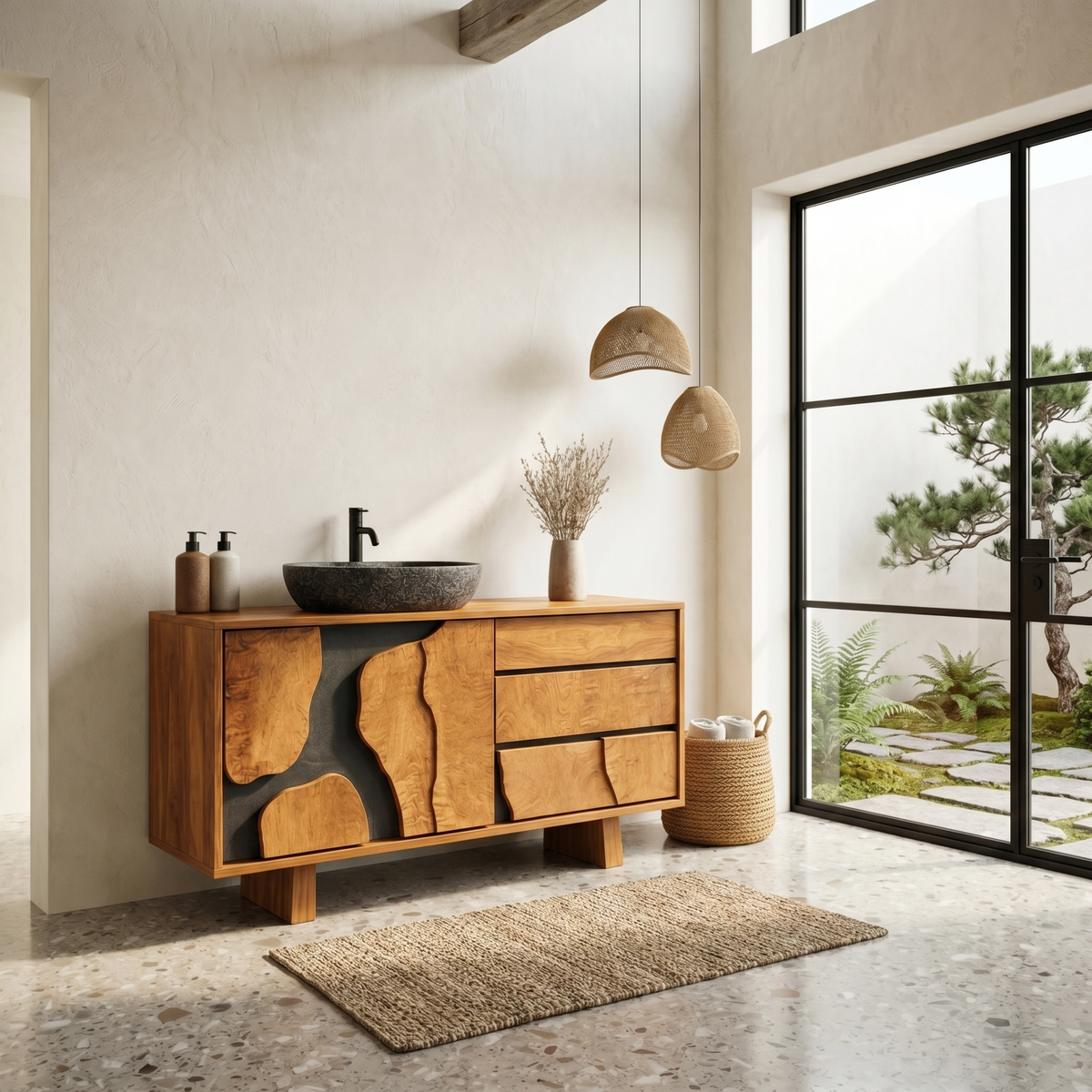 Contemporary Bathroom Cabinet Solid Wood Simple Clean Line Design Bathroom And Vanity Area - view 6