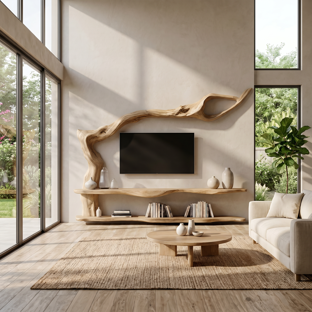 Contemporary TV Cabinet With Sculptural Tree Inspired Base For Living Room - view 5