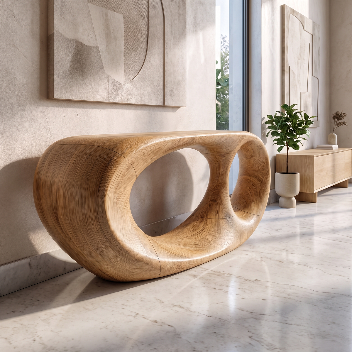Console Table Organic Double Loop Design For Entryway - view 5