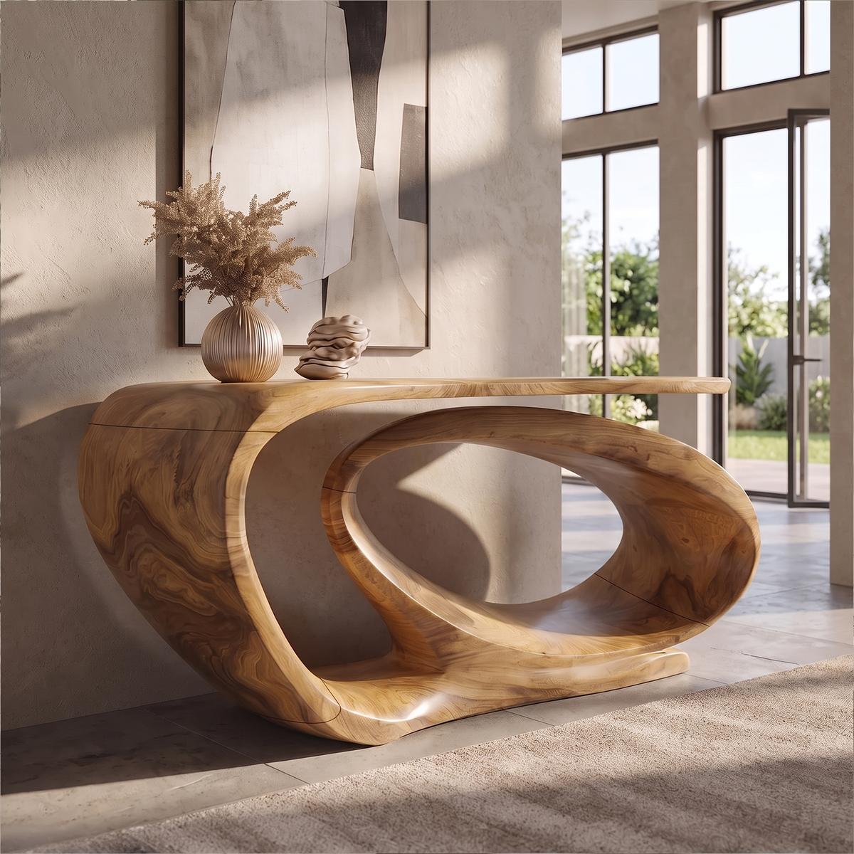 Console Table Sculptural Open Loop Base For Entryway Foyer Hallway - view 5