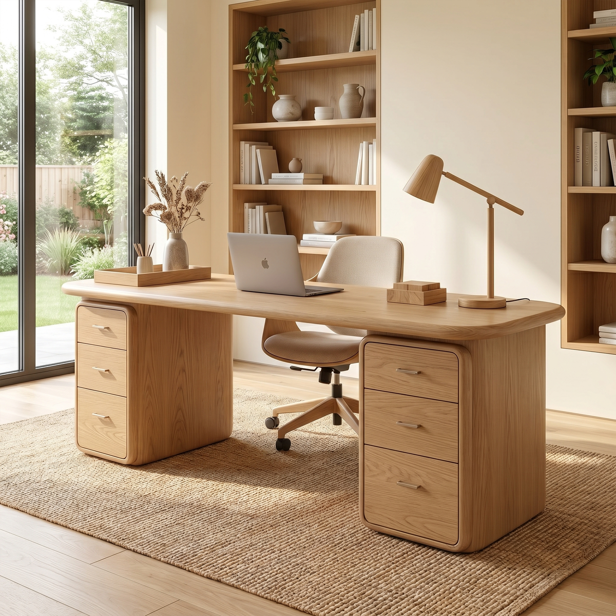 Contemporary Wood Desk With Built In Drawers For Home Office - view 5