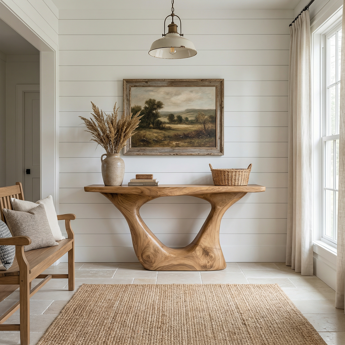 Contemporary Organic Sculptural Console Table For Entryway And Living Room Space - view 5