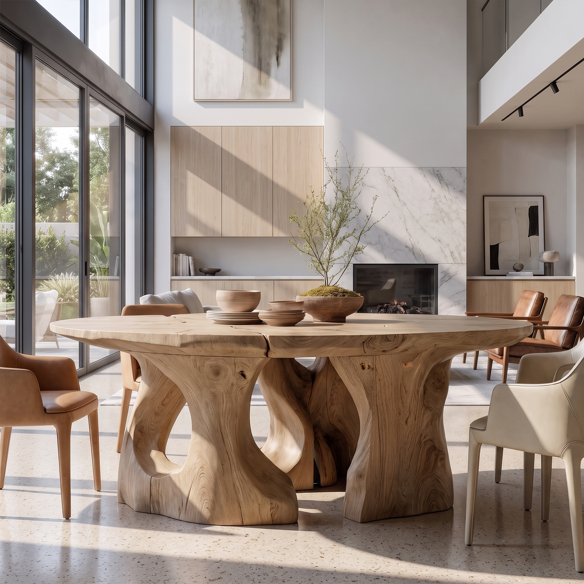 Contemporary Round Dining Table With Abstract Cutout Design For Dining Room And Kitchen - view 5