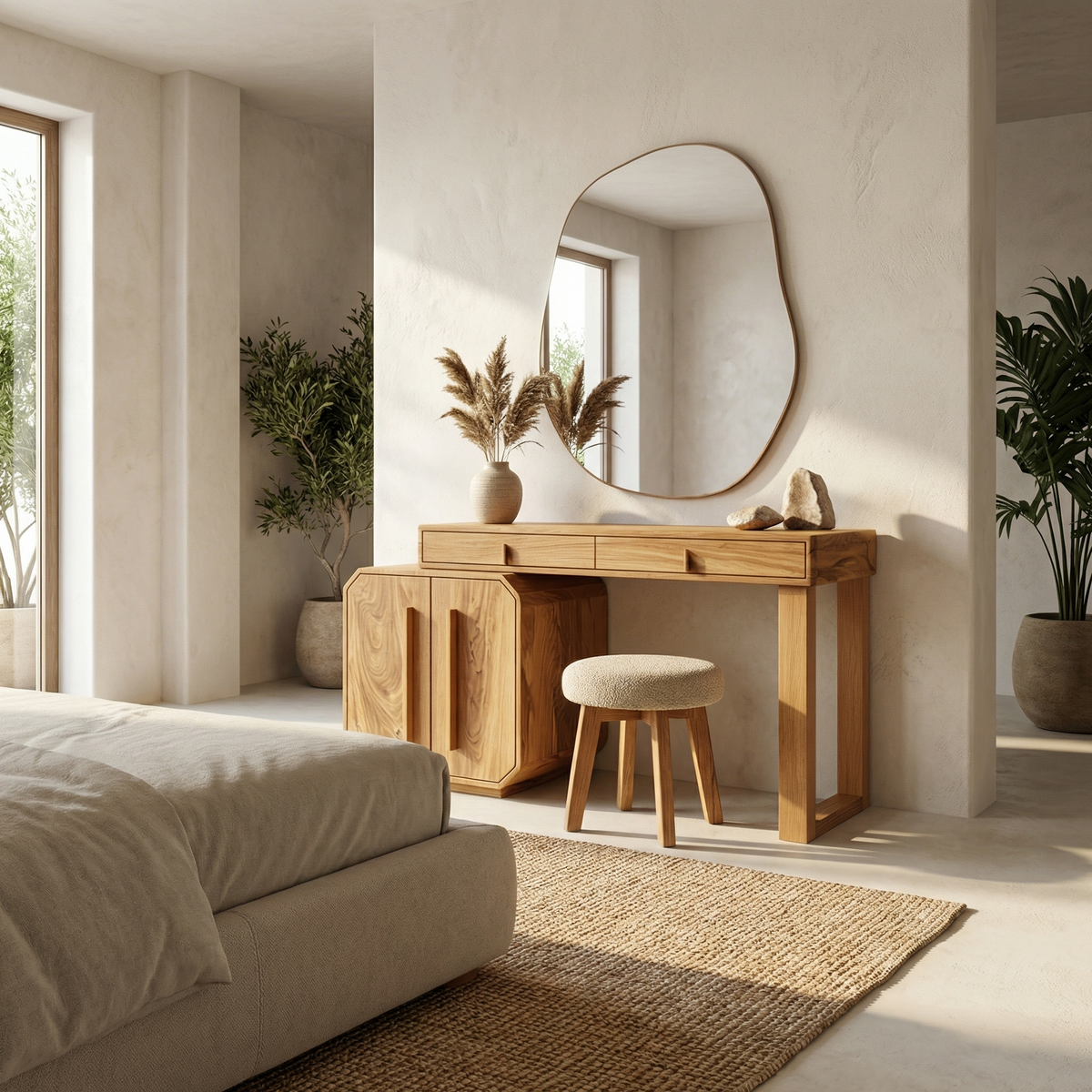 Contemporary Dressing Table With Storage Cabinet Sculptural Design For Bedroom - view 5