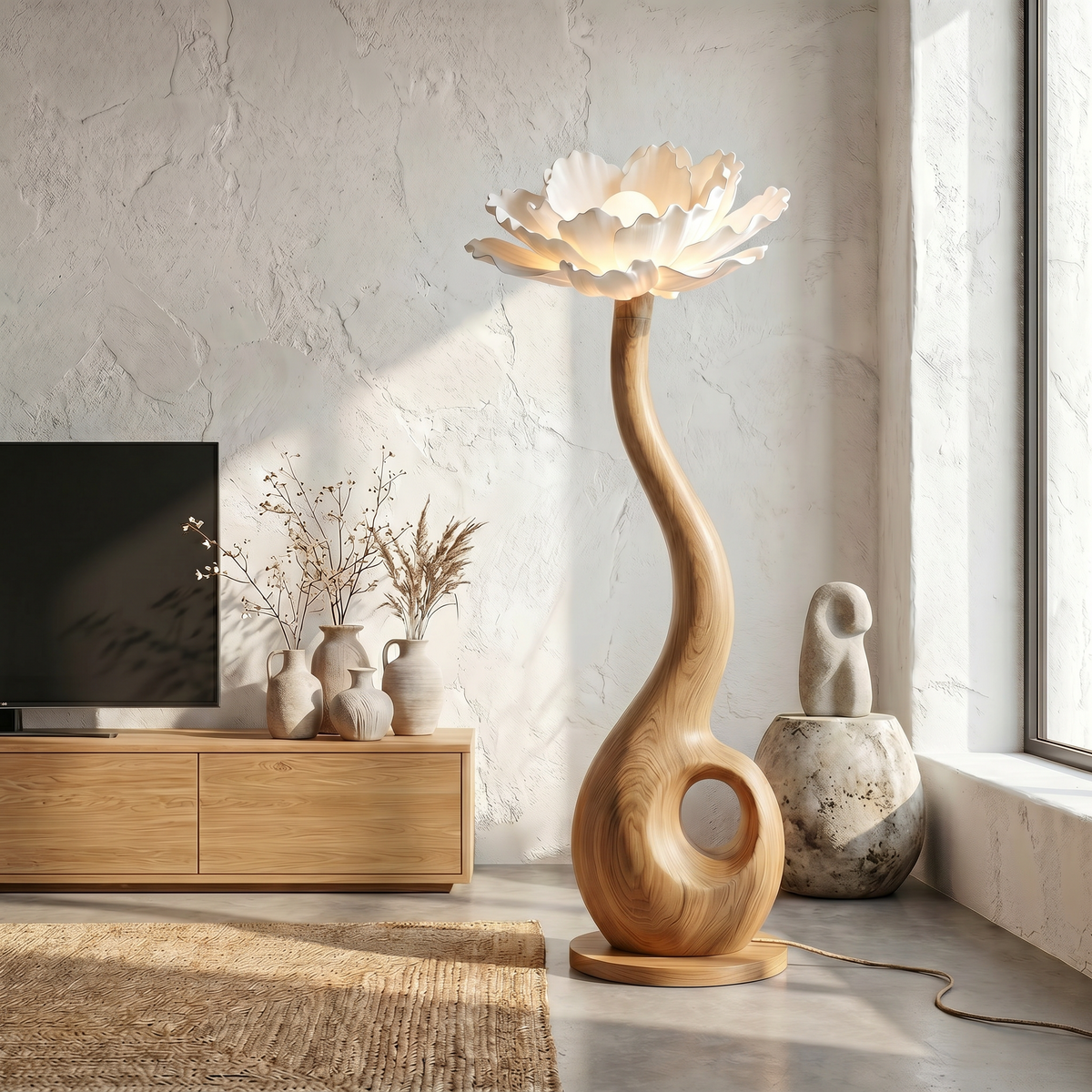 Artistic Floor Lamp With Nature Inspired Flower Design For Living Room - view 2
