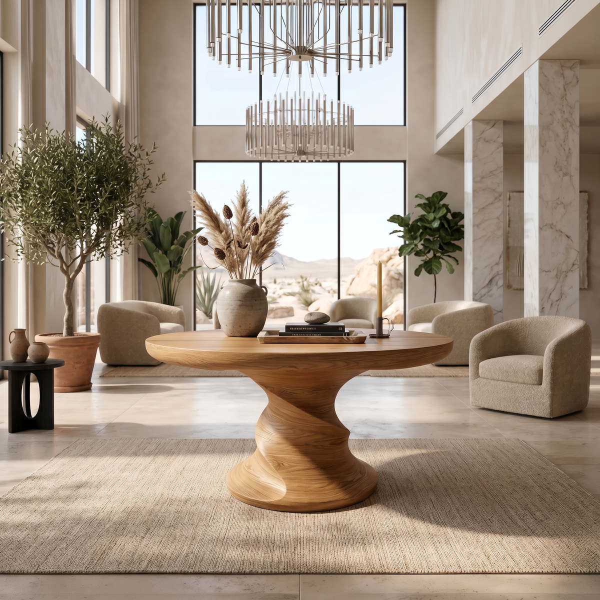 Contemporary Center Table With Flowing Curved Design For Foyer And Hallway - view 5