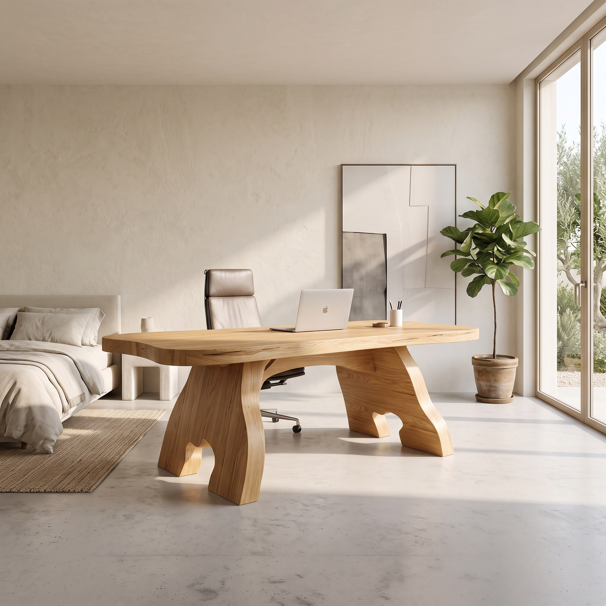 Contemporary Halloween Office Desk With Natural Edge Top For Home Office - view 5