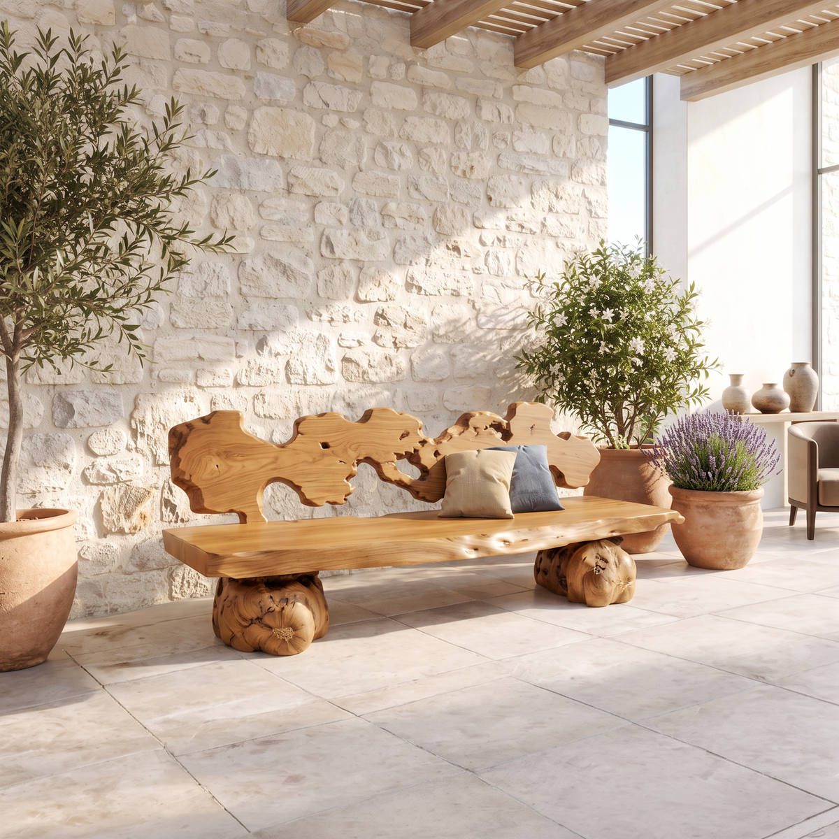 Contemporary Halloween Garden Bench With Interwoven Branch Design For Patio - view 5