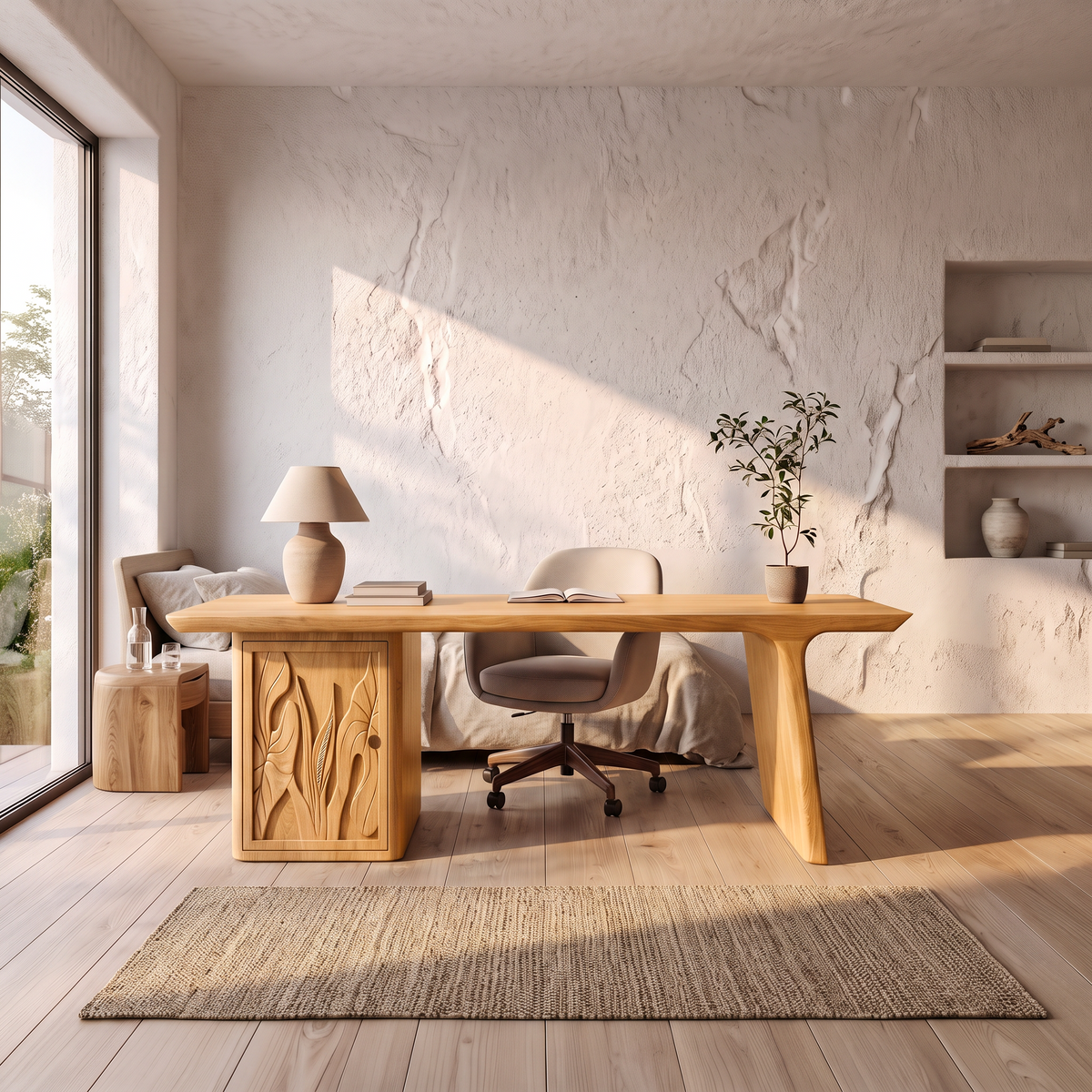 Contemporary Executive Desk With Side Storage Cabinet For Home Office - view 5