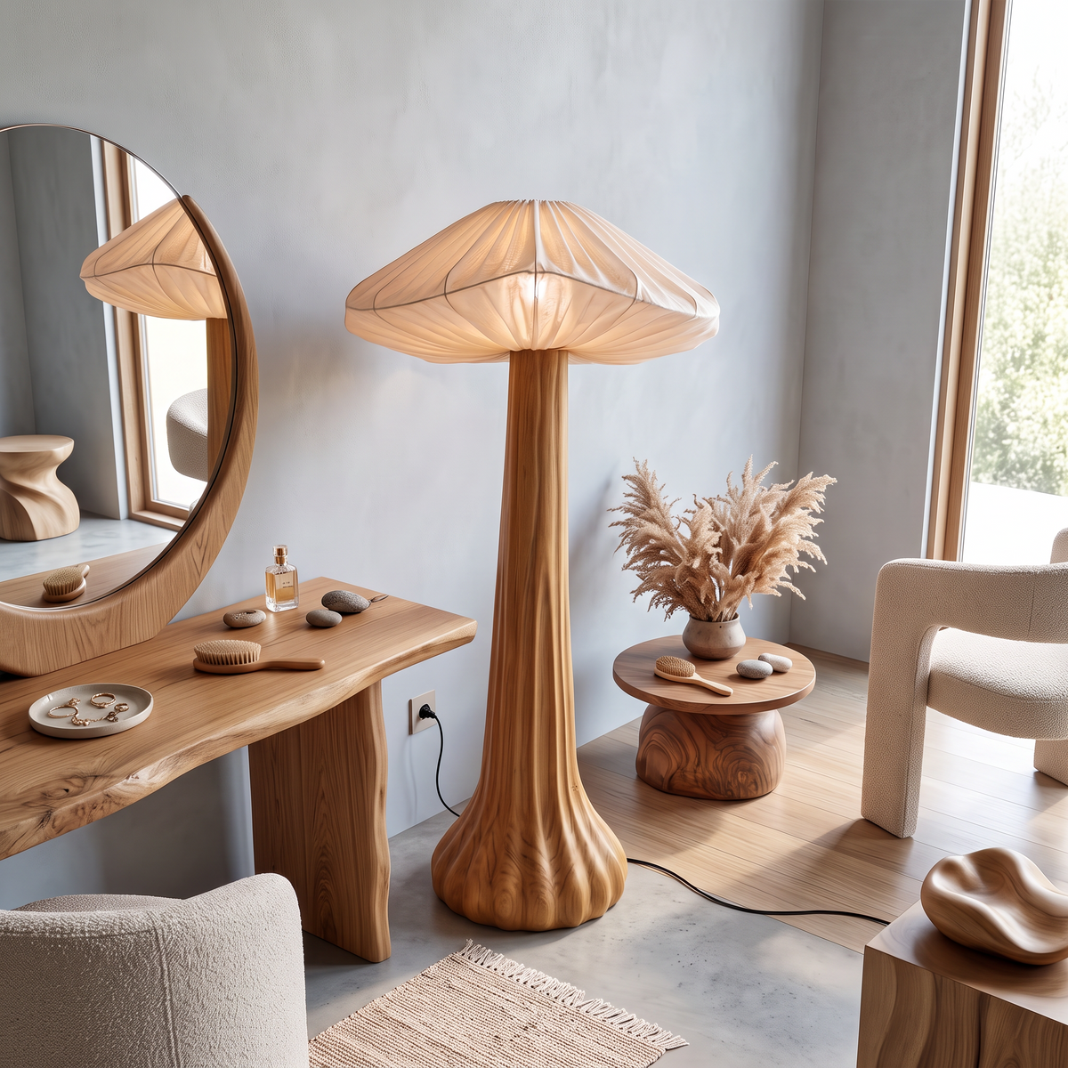 Contemporary Floor Lamp Organic Mushroom Design Reading Corner - view 5