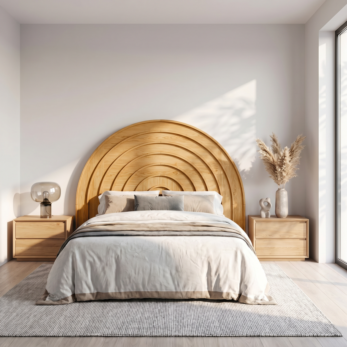 Contemporary Arched Headboard Wooden Bed Headboard For Bedroom - view 5