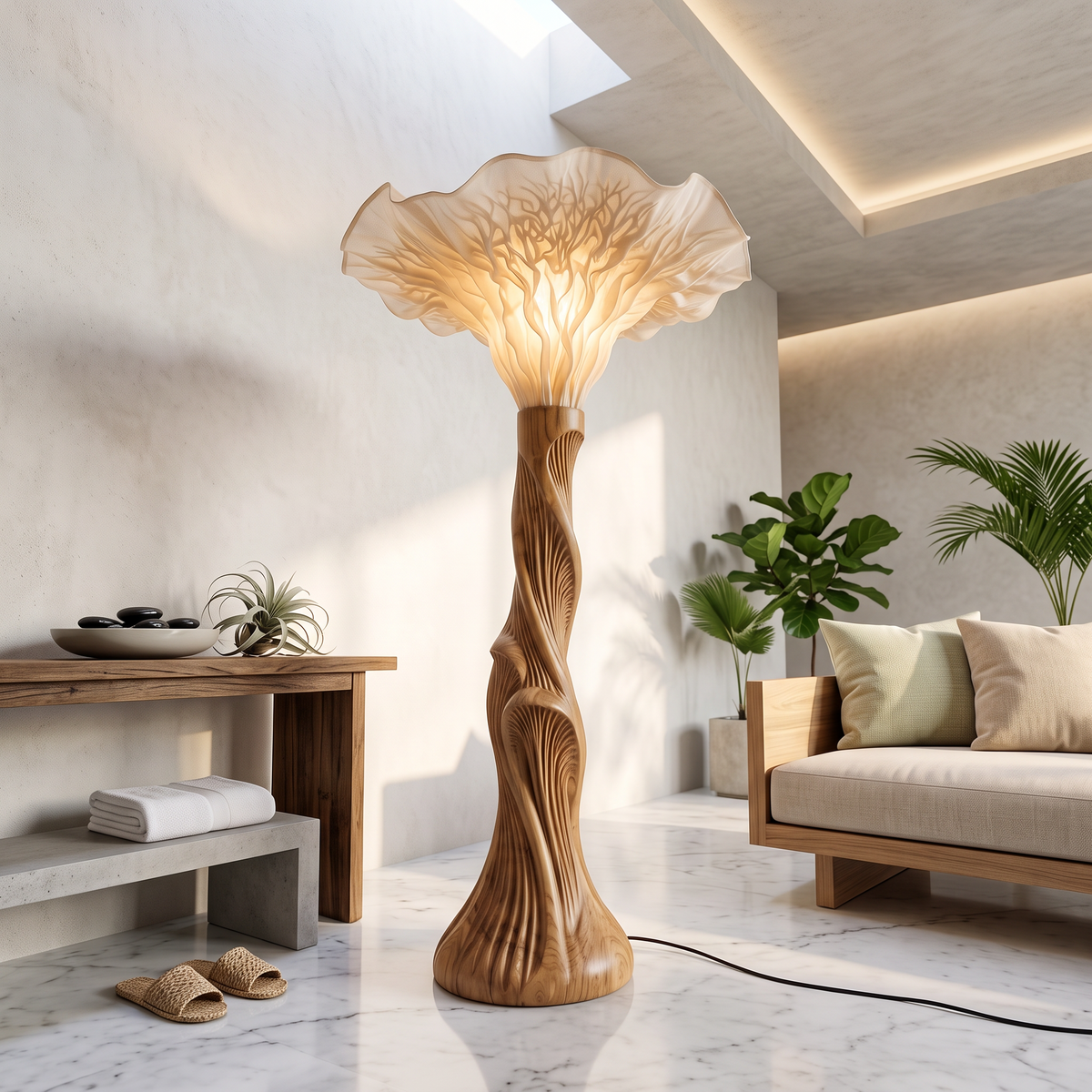 Boho Floor Lamp Blooming Mushroom Shade Reading Nook - view 5