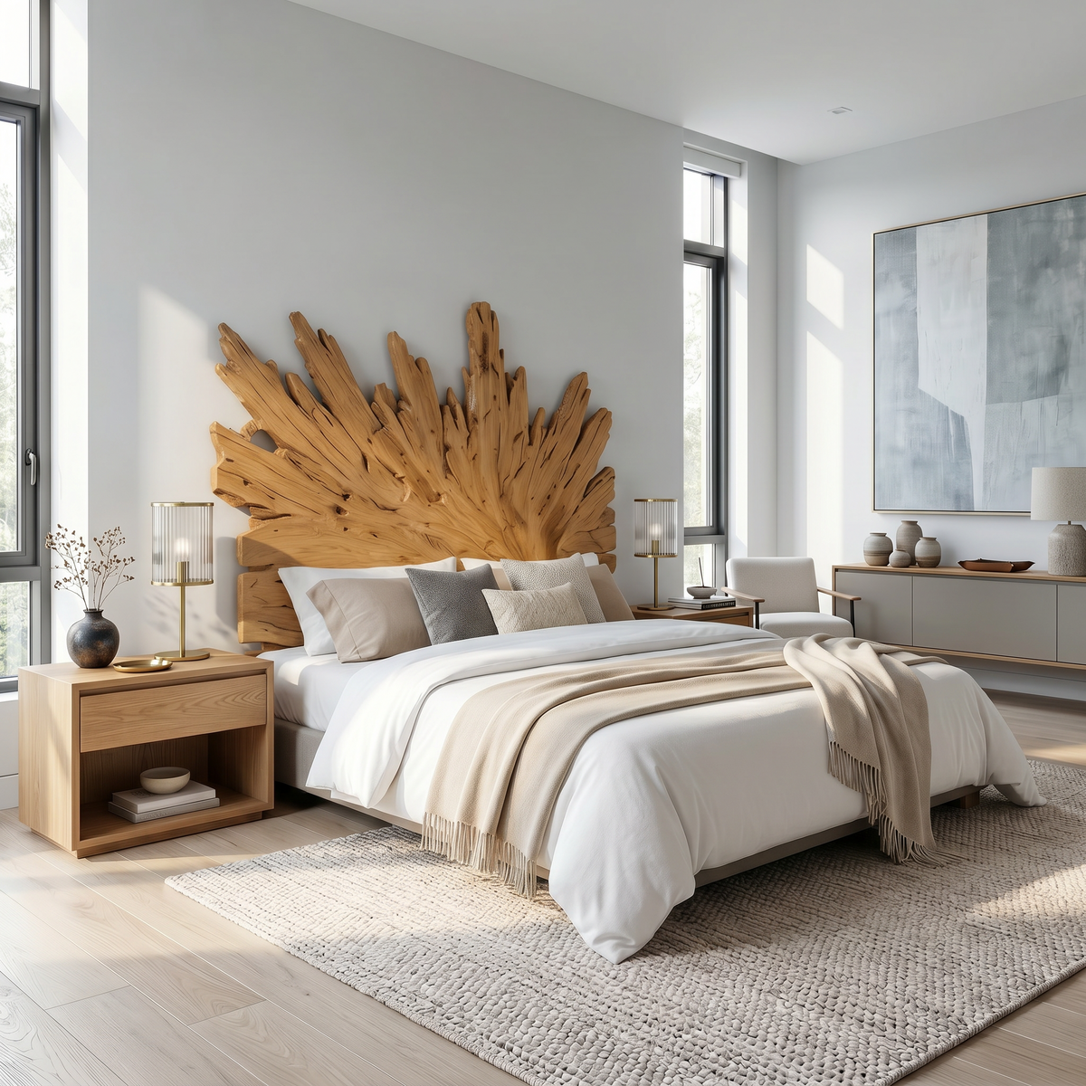 Art Deco Sunburst Headboard Wooden Bed Headboard For Bedroom - view 5