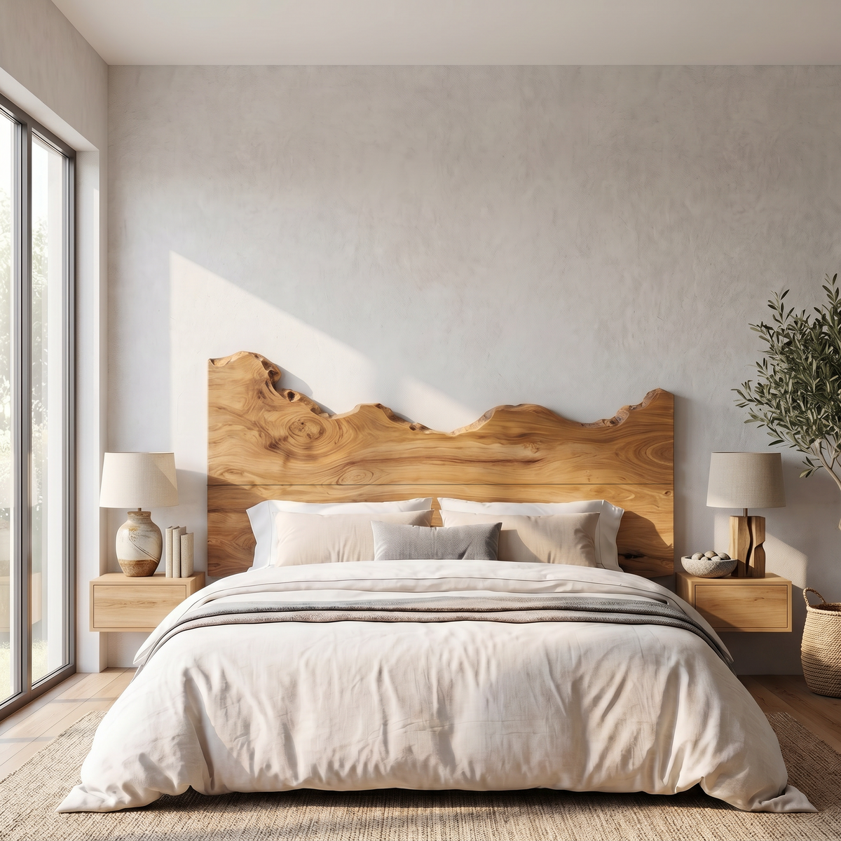 Contemporary Live Edge Wood Headboard For Bedroom - view 5