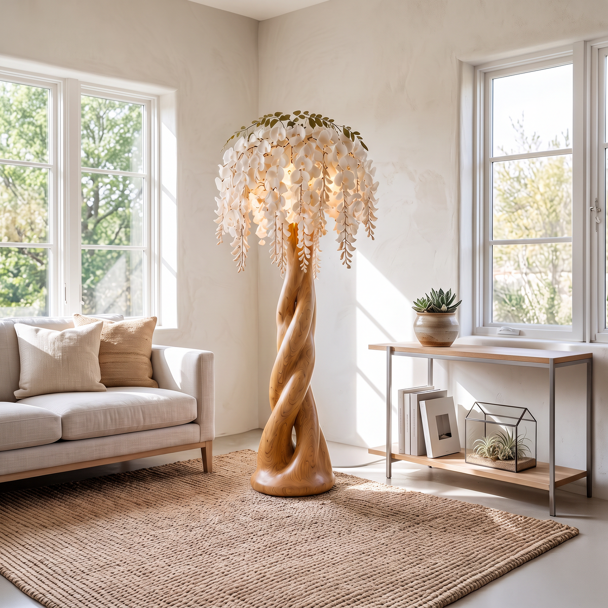 Contemporary Botanical Floor Lamp With Cascading Petal Shade For Living Room - view 5