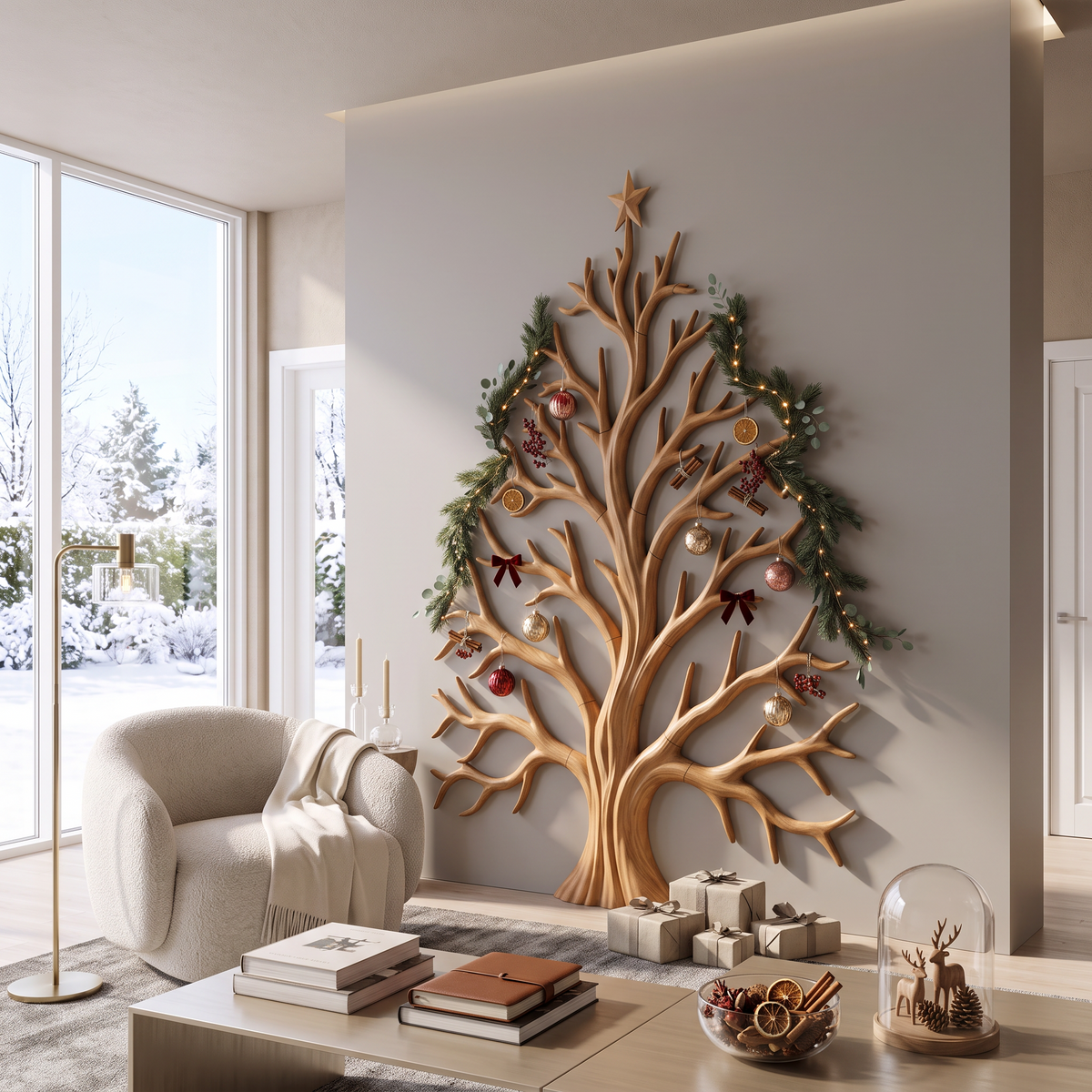Contemporary Christmas Wall Decor With Artistic Tree Silhouette For Hallway - view 5