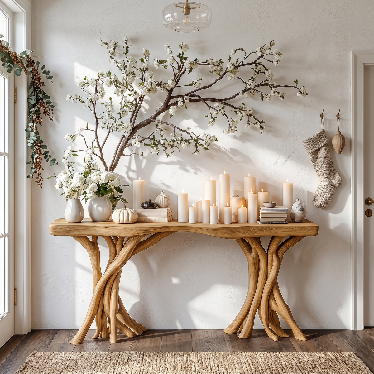 Driftwood Console Table Organic Wood Rustic Art Gift - view 5