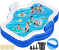 Family Inflatable Swimming Pool 121 x 90 x 22 in With Electric Pump, 2 Seats And 2 Headrests
