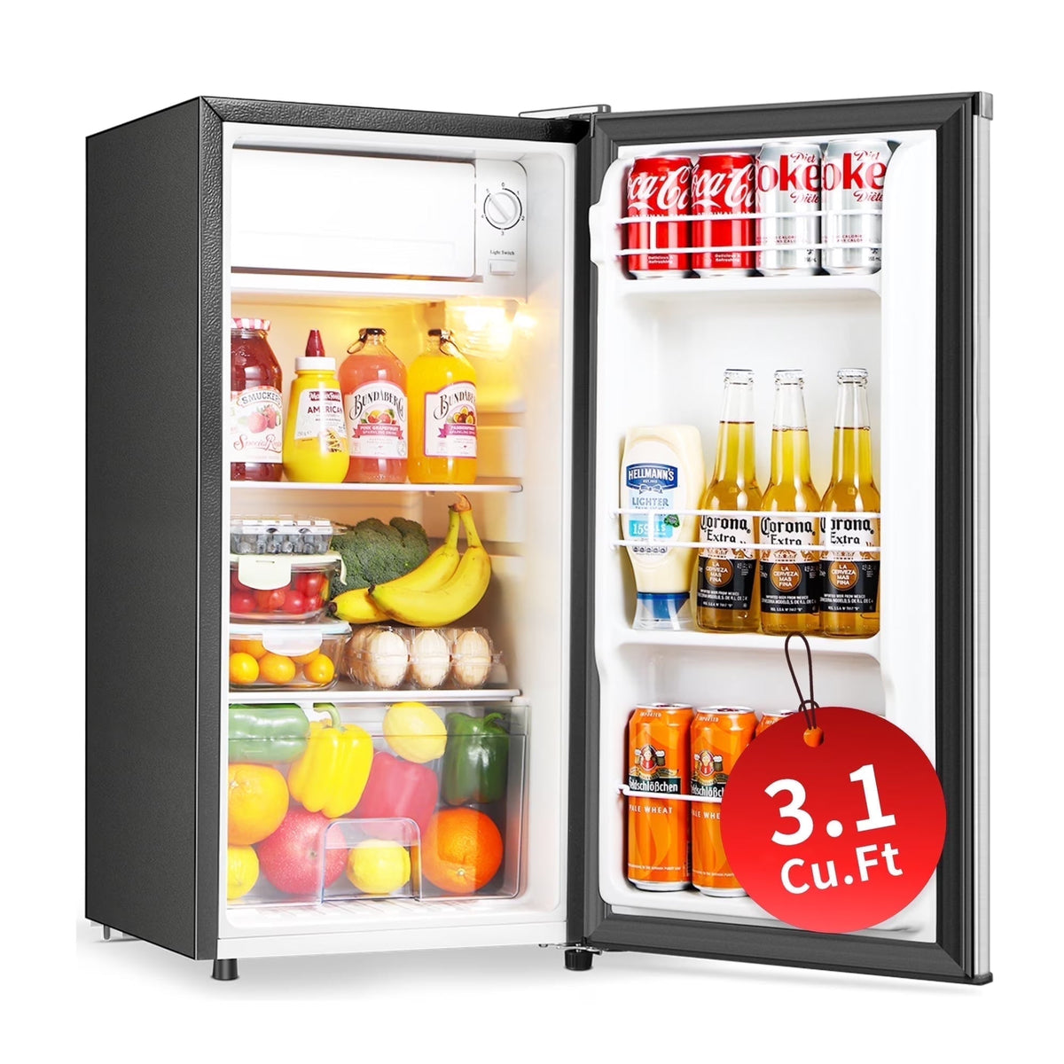 Kcpolre Mini Fridge With Freezer, 3.1 Cu.Ft, Pink - JINXIN85B