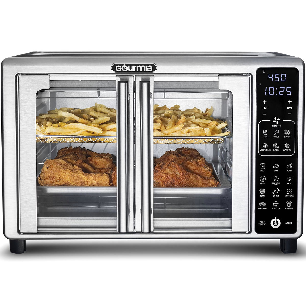 Gourmia French Door Digital Toaster Oven Air Fryer, 6-Slice, 24L, Stainless Steel - GTF2440