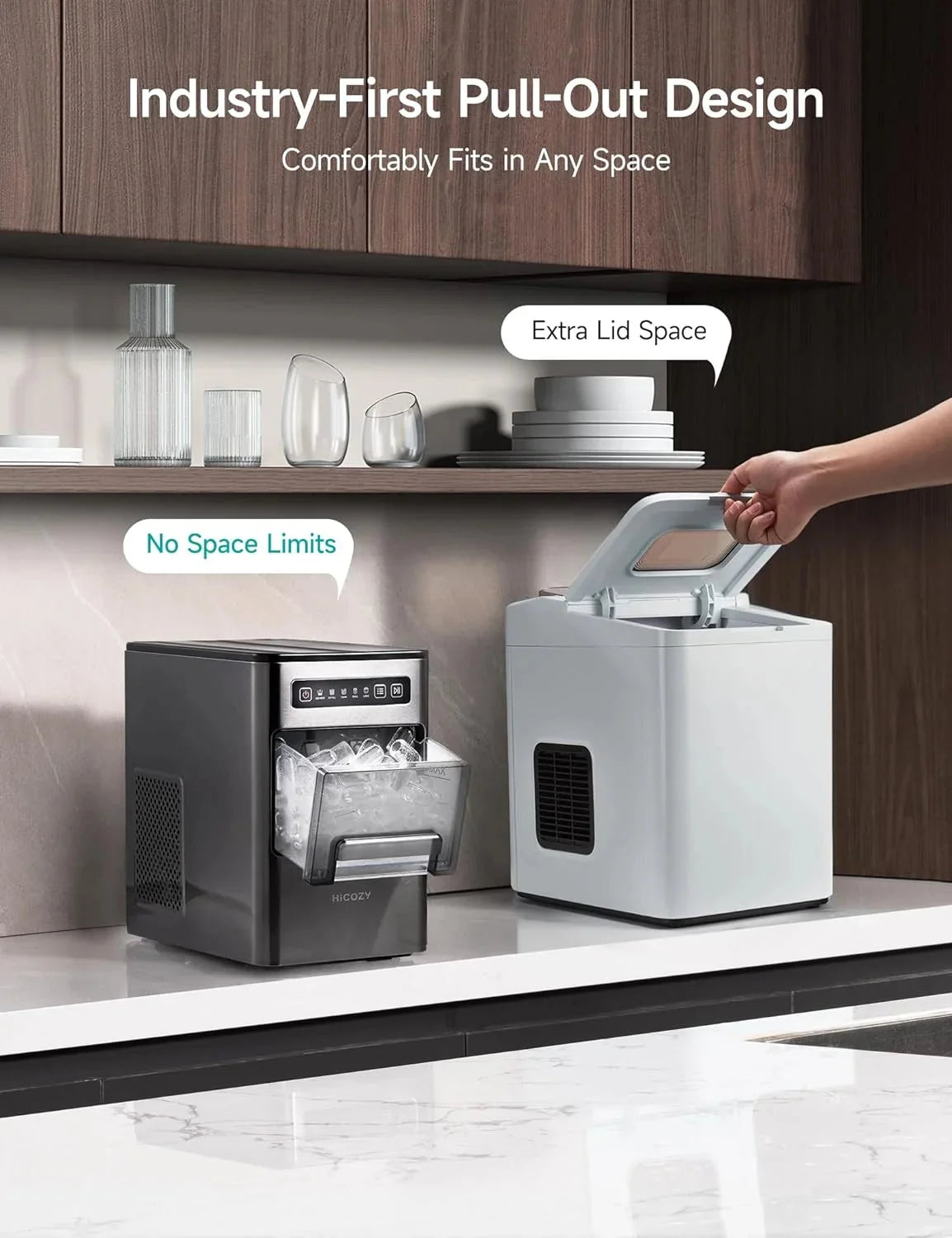 HiCOZY Portable Countertop Ice Maker With Ice Scoop - 24 lbs/Day, Ice in 6 Mins