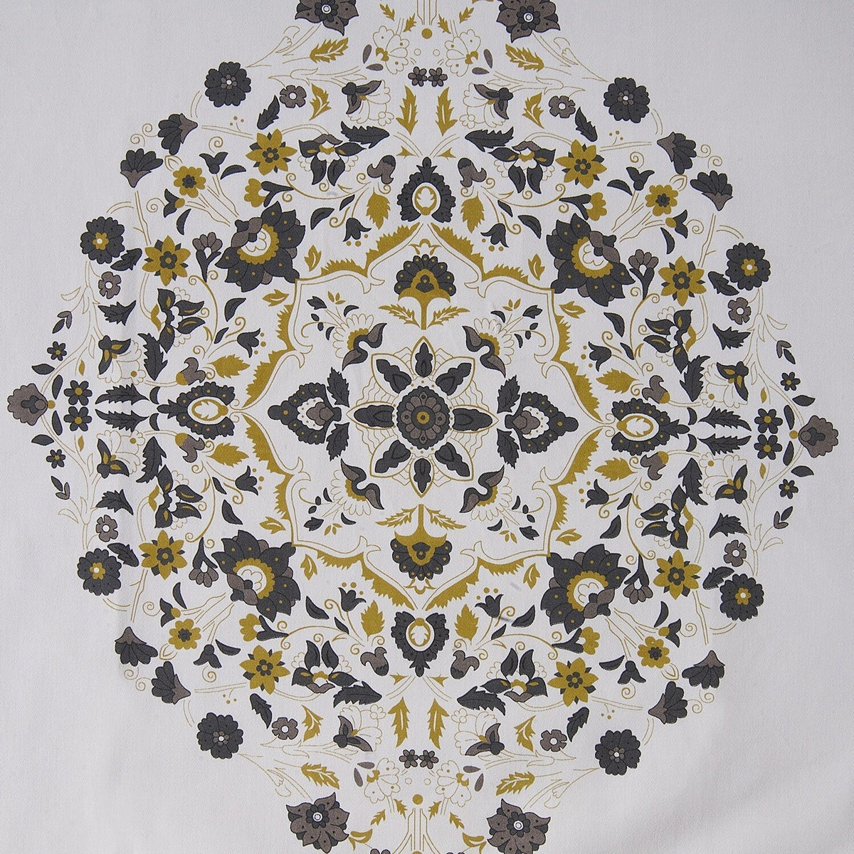 Medallion Damask Printed Cotton Room Darkening Curtain Panel, 1 Piece, 50 in W x 84/96/108/120 in L